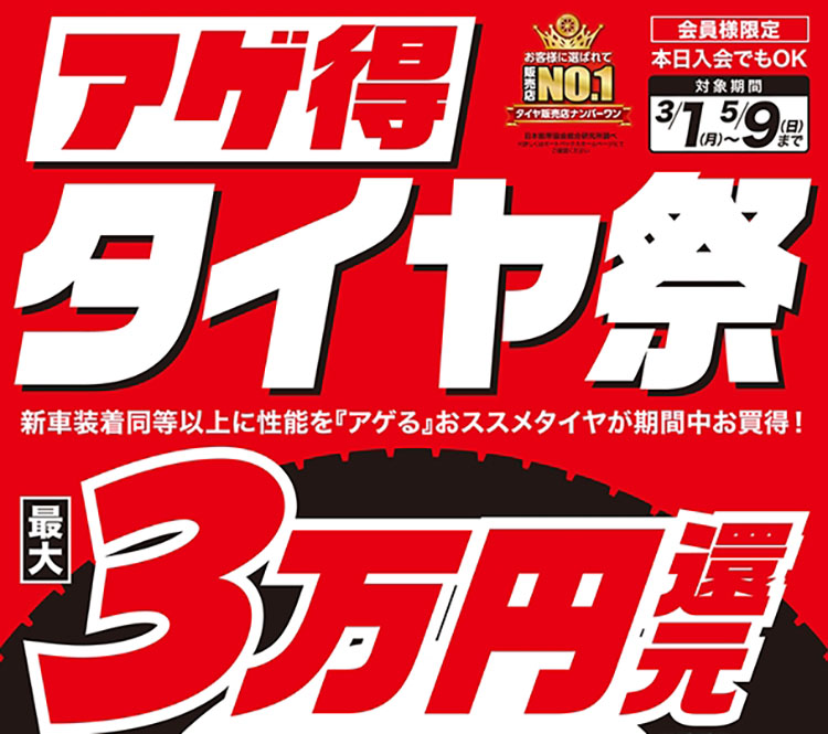 夏タイヤ大還元祭タイトル