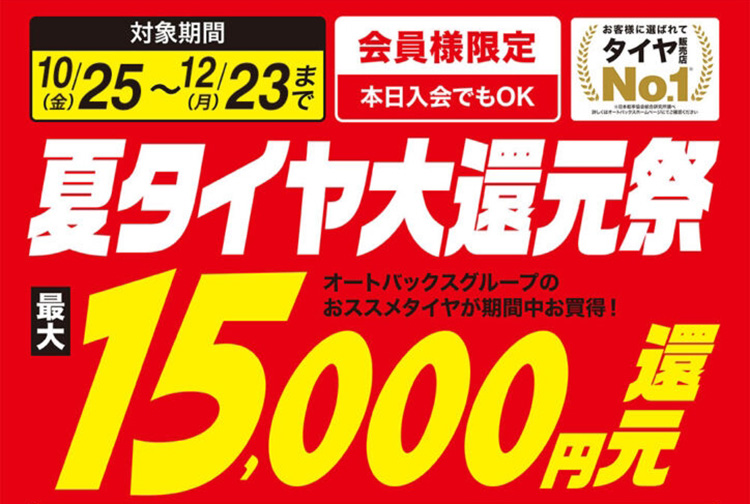 オートバックス 夏のタイヤ大還元祭 2024年夏